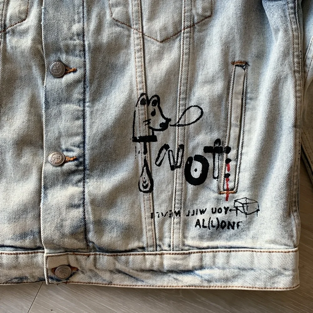⚫️ ZARA PREMIUM DENIM GRAFFITI JACKET​ - Picture 3 of 9